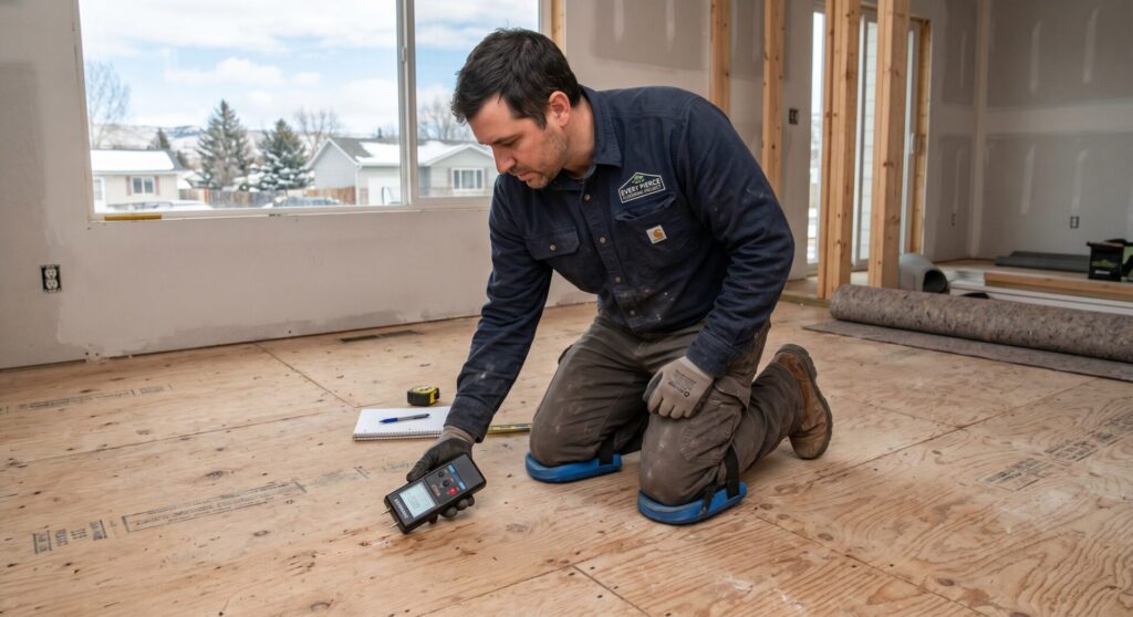 subfloor moisture testing before hardwood installation Billings MT Pierce Flooring