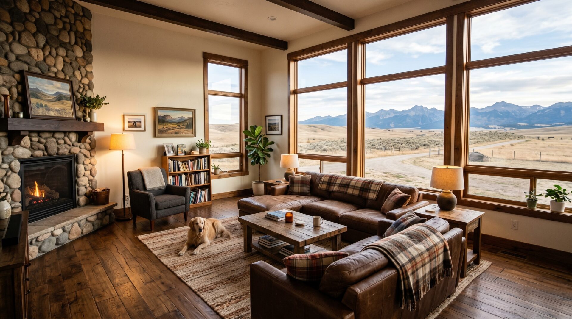 hardwood floor installation Billings MT living room finished Pierce Flooring